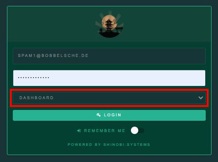 Shinobi Login Dashboard