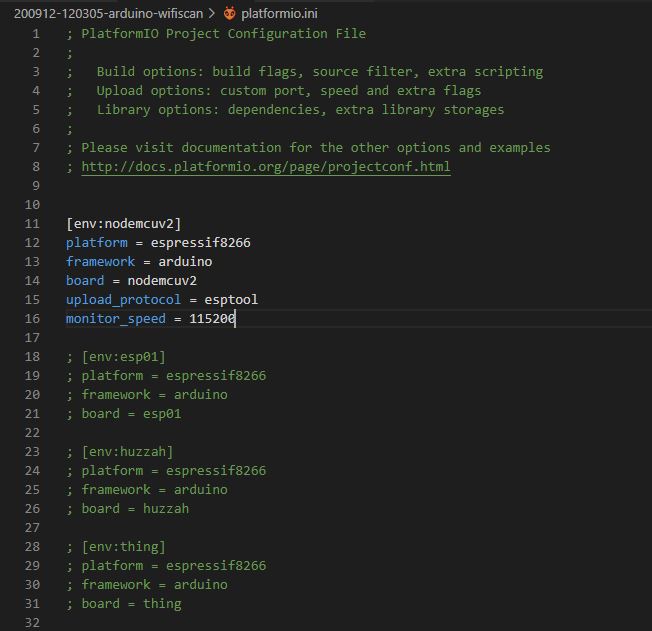 PIO Node MCU - ini anpassen