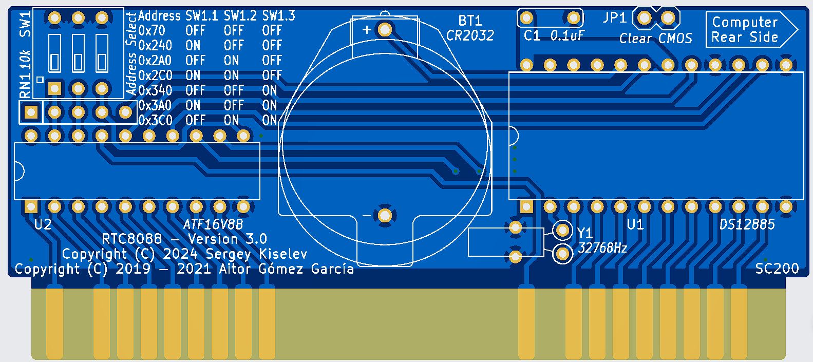 RTC8088 - Platine gerendert Vorderseite
