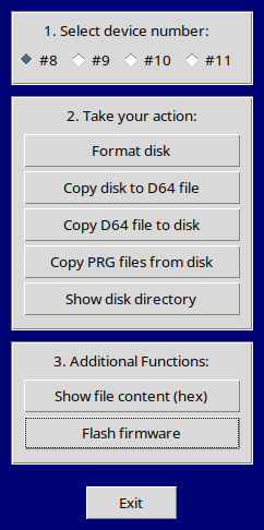 C64 disk Buddy - Oberfläche
