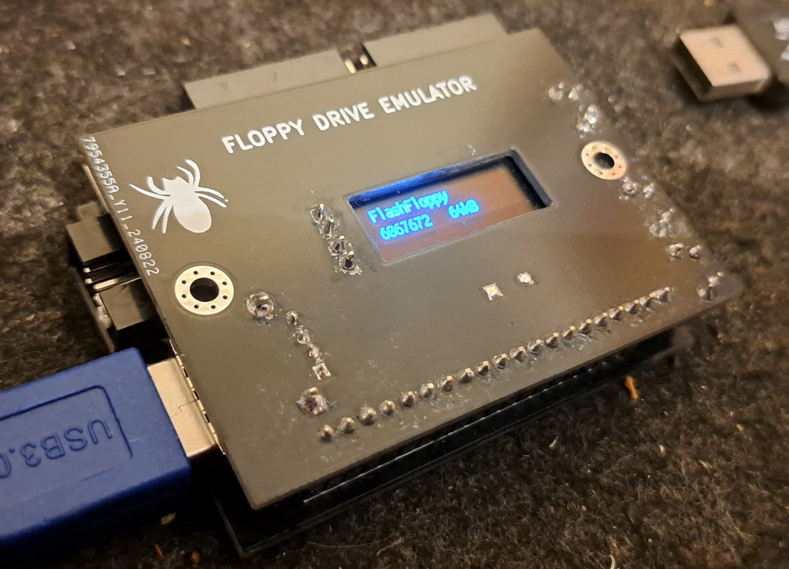 Mini Floppy Emulator - fertig aufgebaut mit FlashFloppy PC Tiny