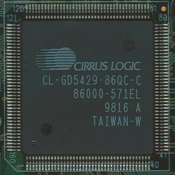 Cirrus Logic CL-GD5429, der Grafikchip dieser Karte, hier auf einer STEbus-Platine (Bild: SpareHeadOne, Wikimedia Commons, CC BY-SA 4.0)