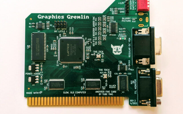 Graphics Gremlin, 8-Bit-ISA-Grafikkarte mit FPGA (Bild: Eric Schlaepfer, GitHub schlae/graphics-gremlin, CC BY-SA 4.0)