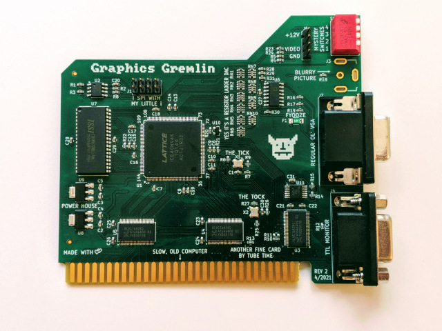 Graphics Gremlin, 8-Bit-ISA-Grafikkarte mit FPGA (Bild: Eric Schlaepfer, GitHub schlae/graphics-gremlin, CC BY-SA 4.0)