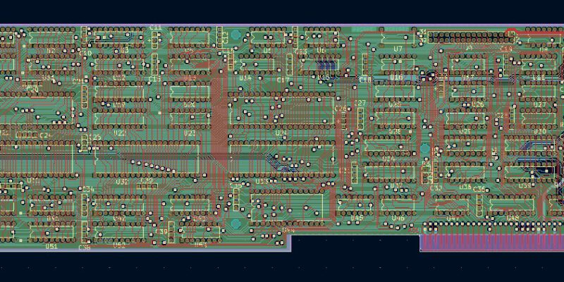 Platinenlayout der IBM-EGA-Karte als KiCad-Referenzlayout