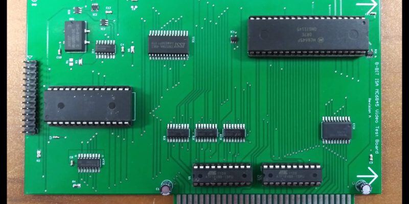 8-Bit-ISA-MC6845-Video-Testplatine, Revision A (Bild: Dave's Dev Lab, hackaday.io, Lizenz nicht angegeben)
