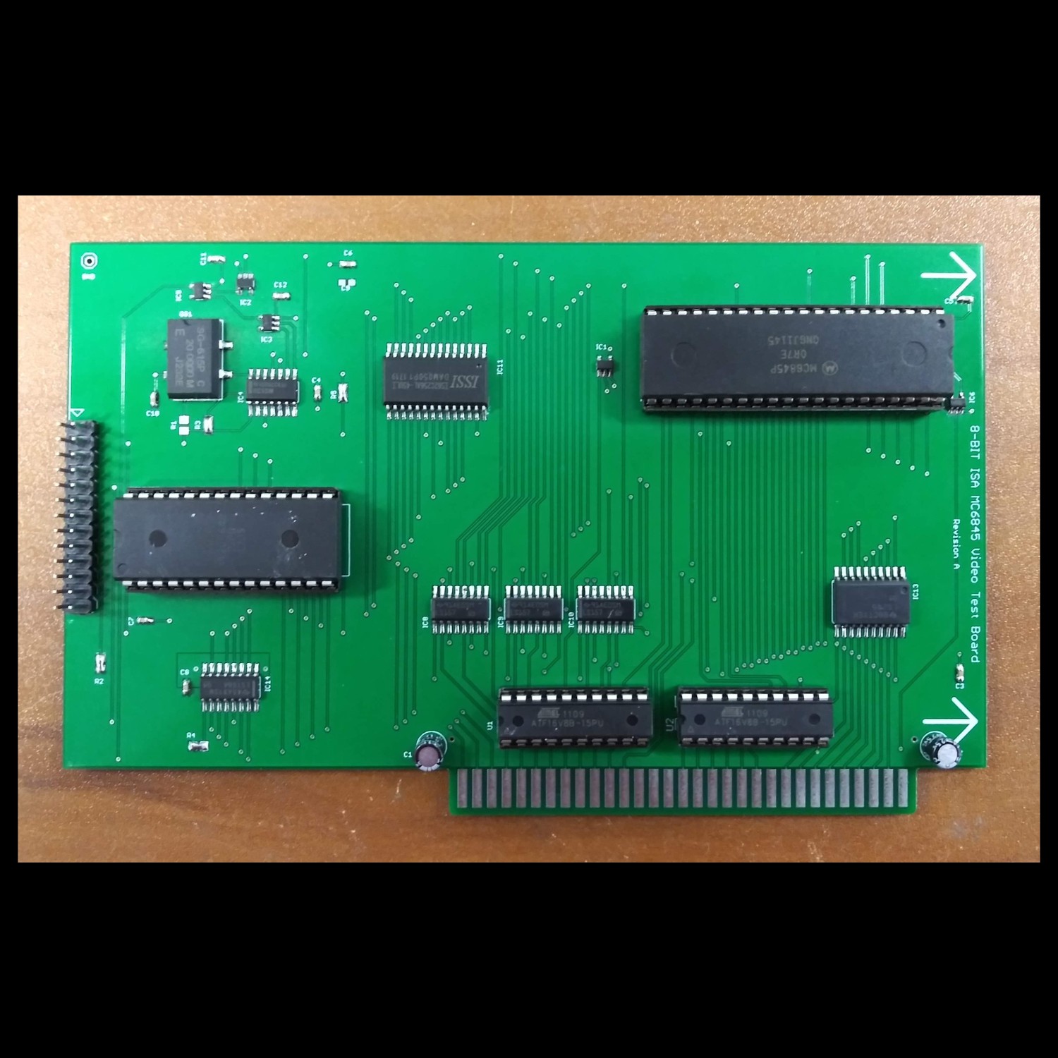 8-Bit-ISA-MC6845-Video-Testplatine, Revision A (Bild: Dave's Dev Lab, hackaday.io, Lizenz nicht angegeben)