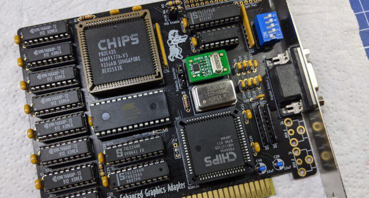 ISA-EGA-Karte mit CHIPS P82C435 (Bild: hkzlab, GitHub hkzlab/ISA_EGA_CHIPS, CC BY-NC-SA 4.0)