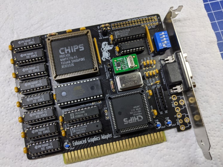ISA-EGA-Karte mit CHIPS P82C435 (Bild: hkzlab, GitHub hkzlab/ISA_EGA_CHIPS, CC BY-NC-SA 4.0)