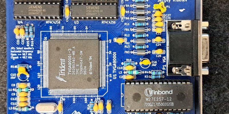 ISA Super VGA – fertig bestückte Karte mit Trident TVGA9000i, vier Siemens-DRAMs und Winbond-EPROM