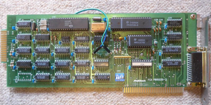 Multitech FCA PB85020-2: 8-Bit-Kombikarte mit Diskettencontroller R6765P, seriellem Port und Uhr
