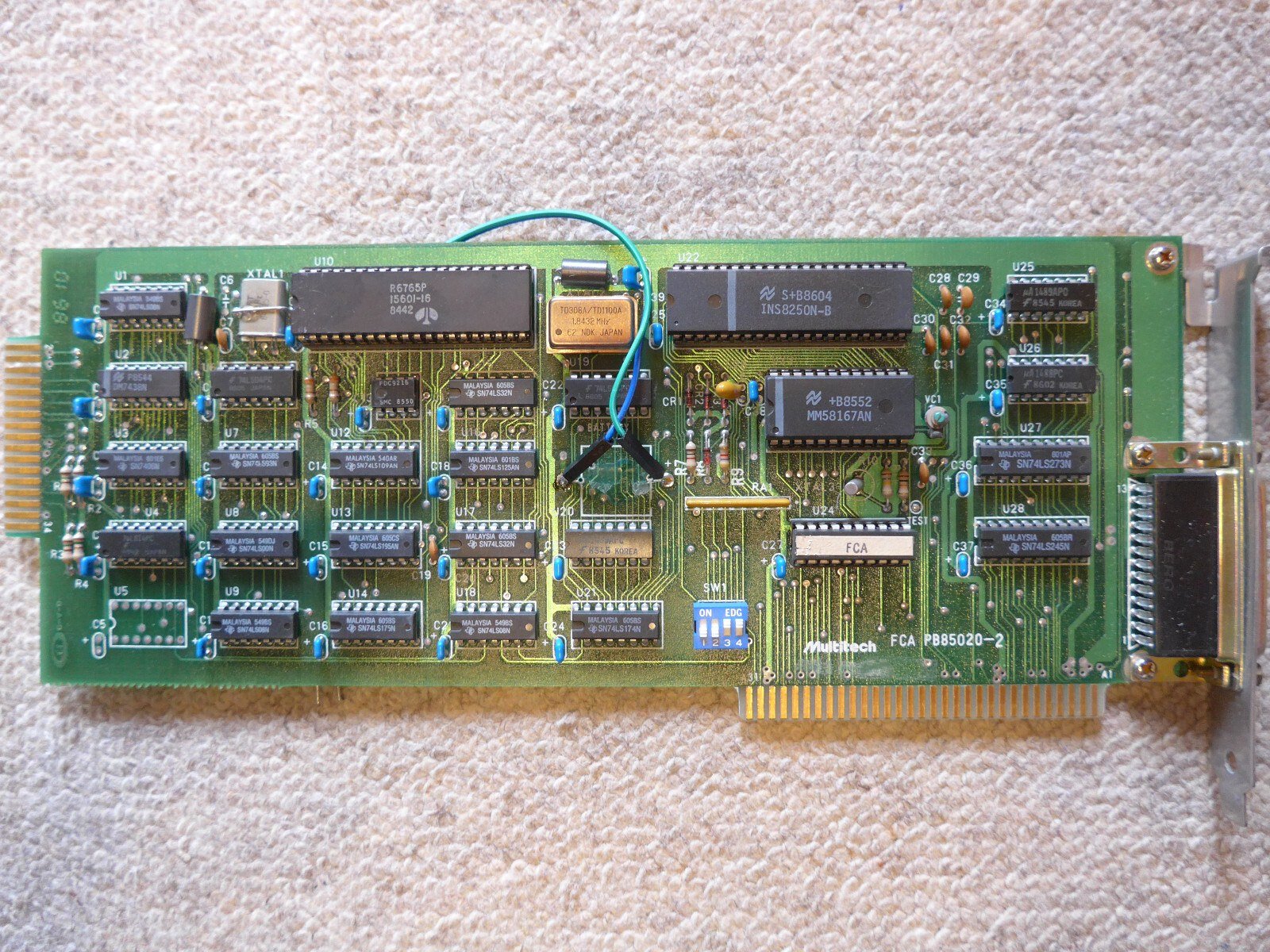 Multitech FCA PB85020-2: 8-Bit-Kombikarte mit Diskettencontroller R6765P, seriellem Port und Uhr