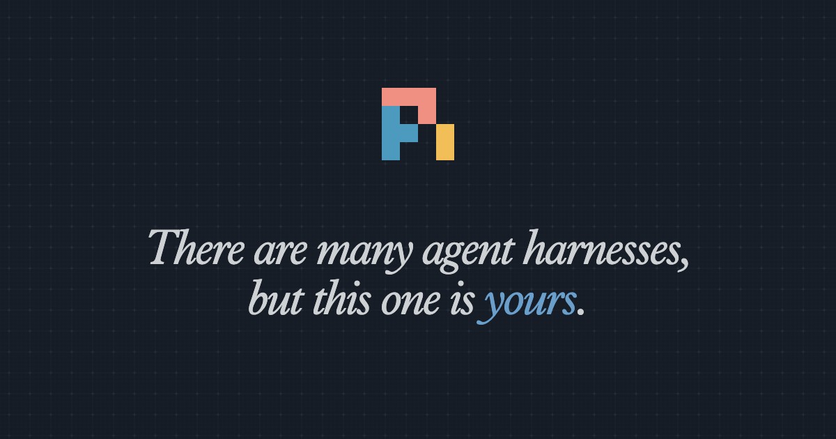 Pi-Logo mit dem Slogan ‚There are many agent harnesses, but this one is yours.‘ (Bild: pi.dev)